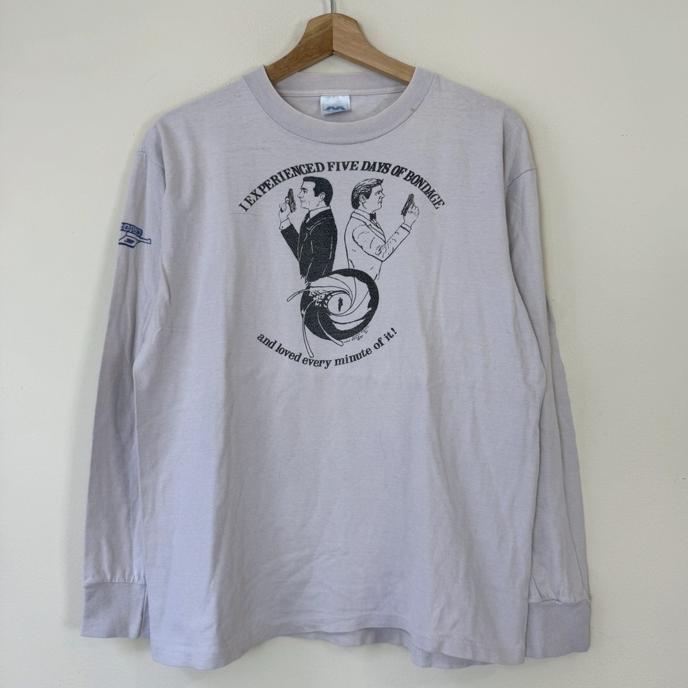 Vintage 1984 James Bond Film Festival 007 RARE Single Stitch Grey Tee Shirt - L